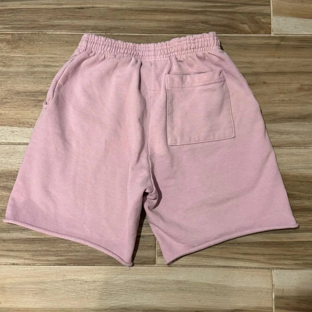 Local Authority Los Angeles Pink Sweat Shorts LA Logo Raw Hem Small